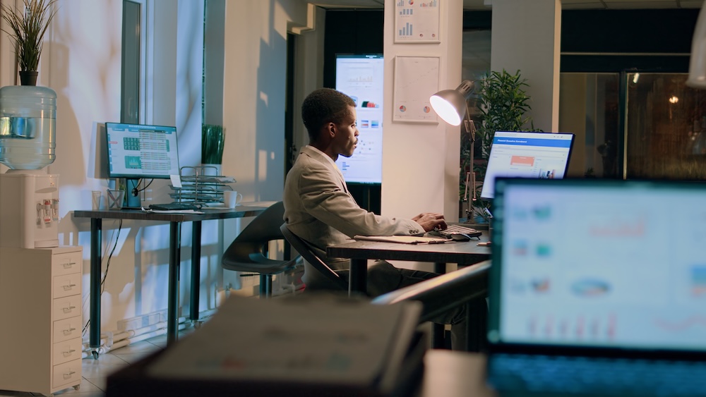 a man working at his computer