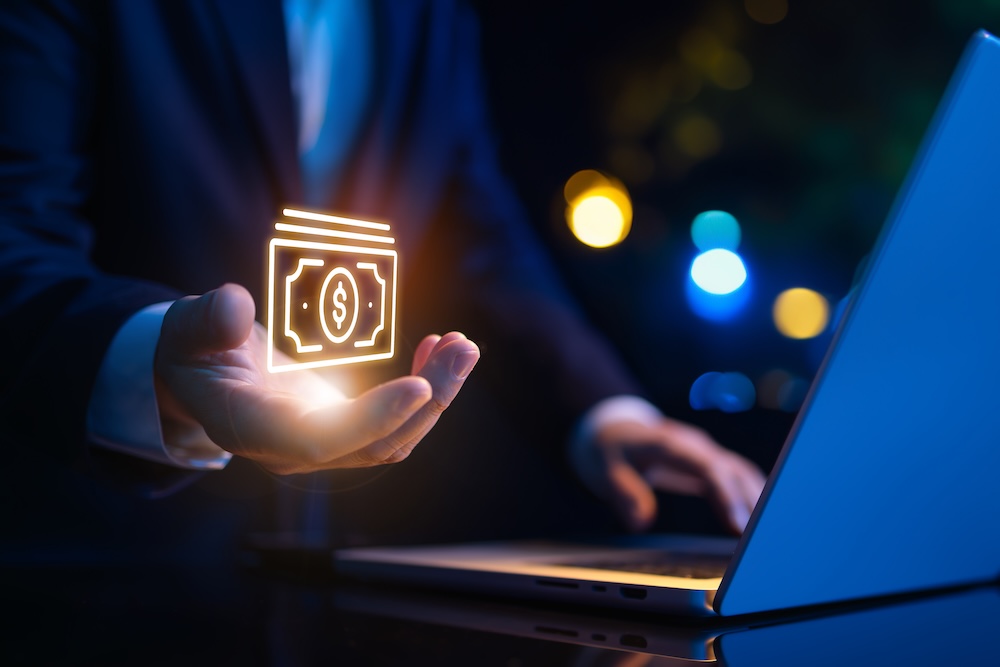 a person managing money digitally